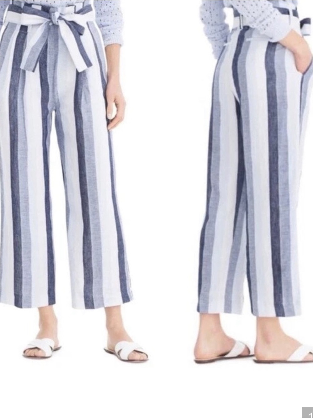 J Crew Point Sur striped linen Paper Bag pants size 00